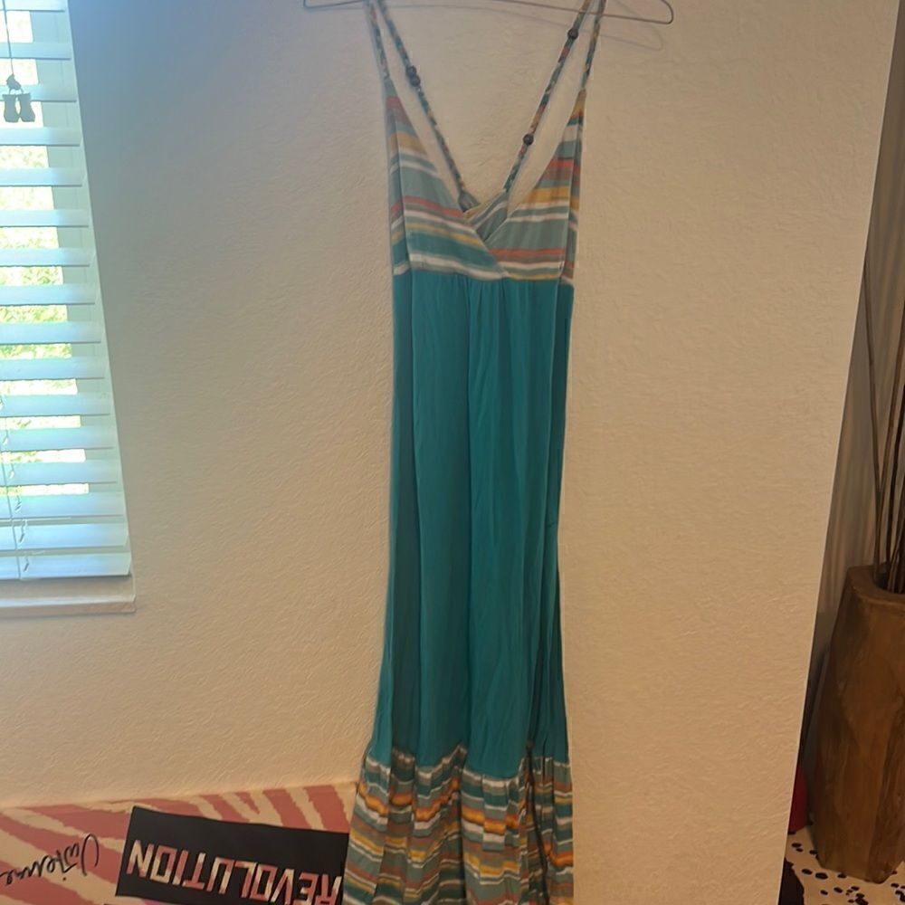 Maxi Blue Cotton Dress - Casual - XS - Crossed Strap in Back - Super Comfortable